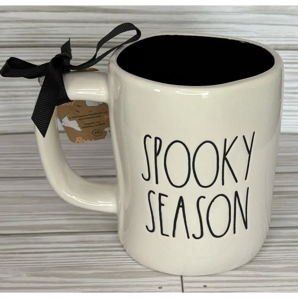 Rae Dunn Halloween Ghost Spider BOO SPOOKY SEASON Coffee Chocolate Mug NEW 2025